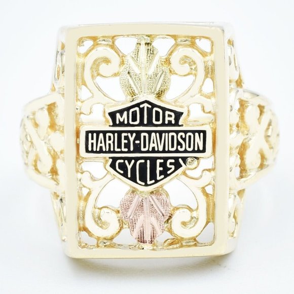 Motor Harley Davidson Cycles Ring 10k Gold (Three Tone) - NWT - Picture 1 of 3